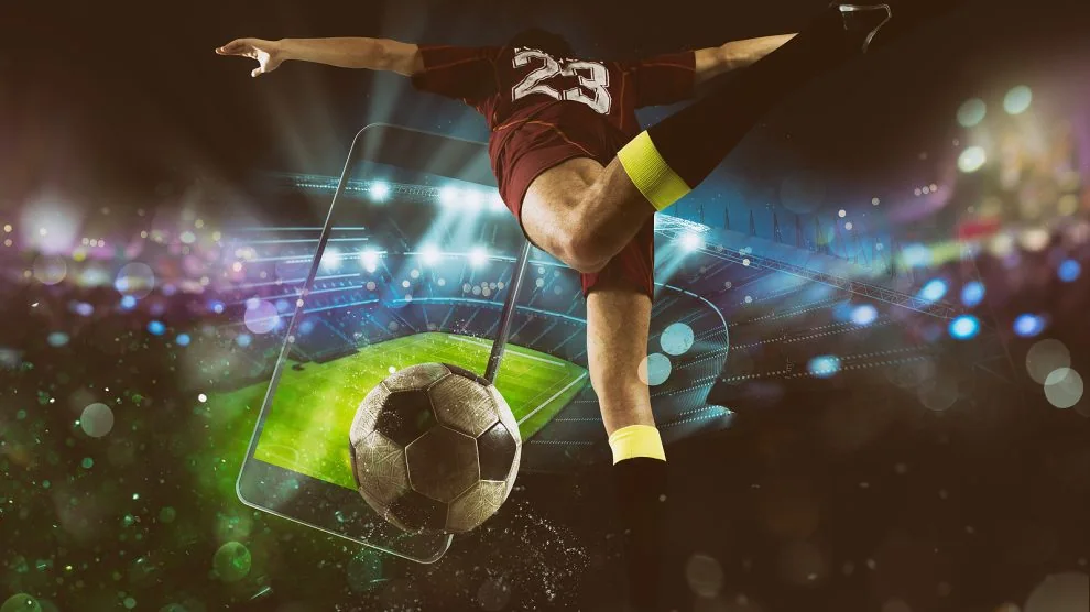 Aksi olahraga di arena pertandingan untuk halaman taruhan RAJAJUARA